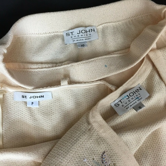 SOLD St. John Evening 6 Skirt Suit 3-Pc Crystal - Picture 7 of 8